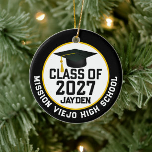 Letterman Class of 2027 Photo Graduation Ceramic Ornament