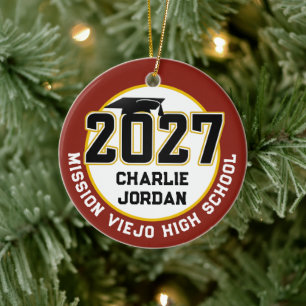 Letterman Class of 2027 Photo Graduation Ceramic Ornament