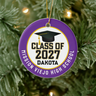 Letterman Class of 2027 Photo Graduation Ceramic Ornament