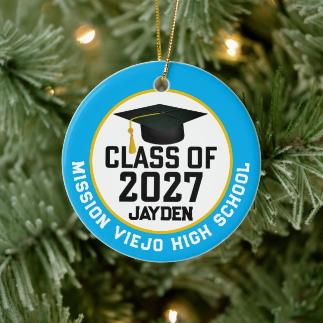 Letterman Class of 2027 Photo Graduation Ceramic Ornament (Tree)