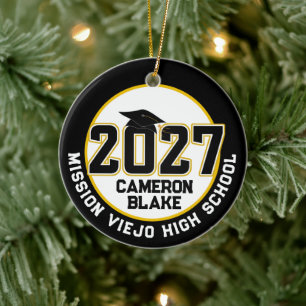 Letterman Class of 2027 Photo Graduation Ceramic Ornament
