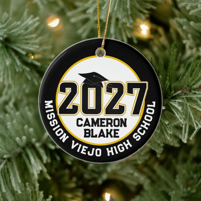 Letterman Class of 2027 Photo Graduation Ceramic Ornament (Tree)