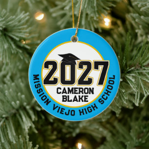Letterman Class of 2027 Photo Graduation Ceramic Ornament