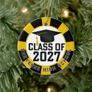 Letterman Class of 2027 Photo Graduation Ceramic Ornament