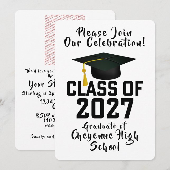 Letterman Class of 2027 Photo Graduation Invitation (Front/Back)