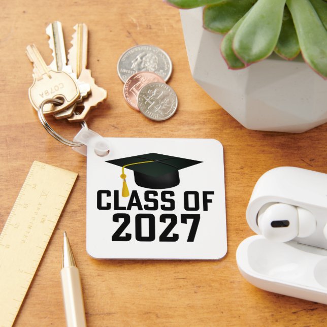Letterman Class of 2027 Photo Graduation Keychain (Desk)