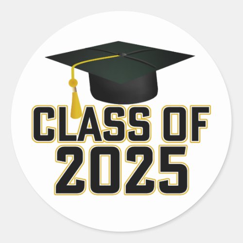 Letterman Gold Class of 2025 Graduation  Classic Round Sticker