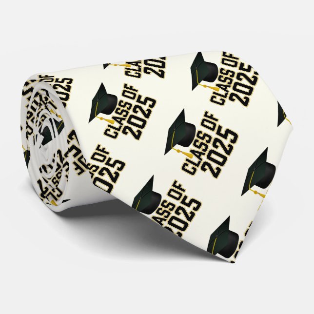 Letterman Gold Class of 2025 Graduation Neck Tie (Rolled)