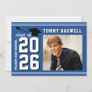 LETTERMAN GRAD BLUE Announcement & Invitation