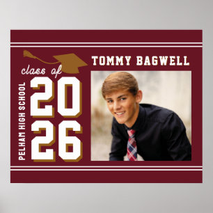 LETTERMAN GRAD school colors MAROON Poster