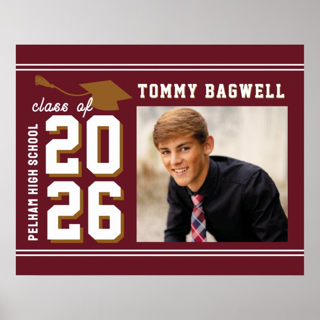 LETTERMAN GRAD school colors MAROON  Poster (Front)