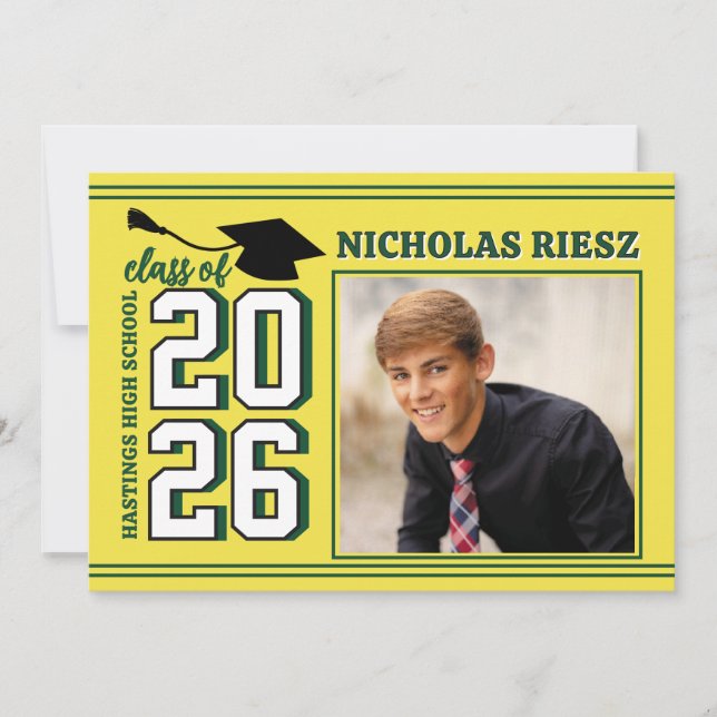 LETTERMAN GRAD YELLOW Announcement & Invitation (Front)