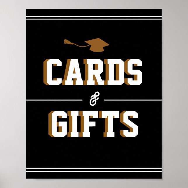 Letterman Graduation BLACK Cards & Favors  Poster (Front)