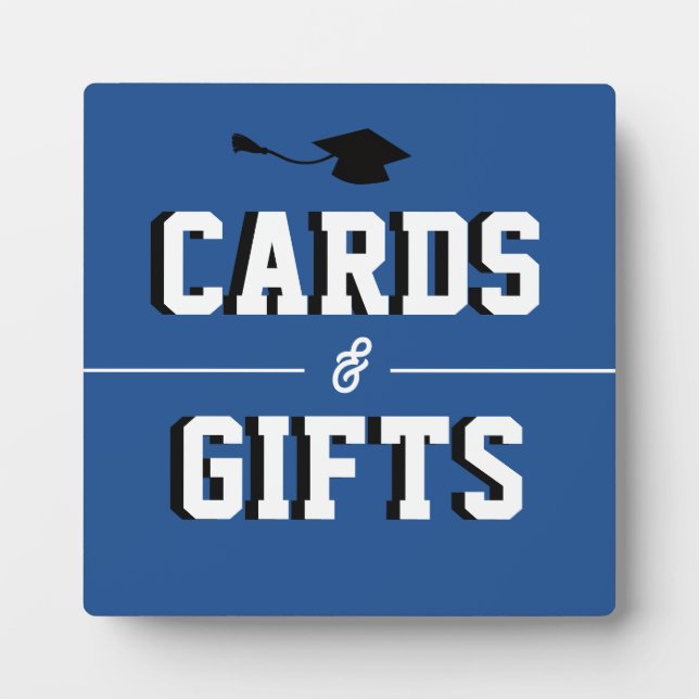 Letterman Graduation BLUE Cards & Favors  Plaque (Front)