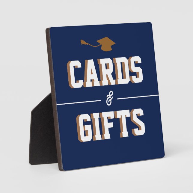 Letterman Graduation NAVY Cards & Favors  Plaque (Front)