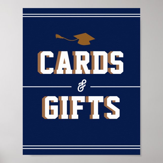 Letterman Graduation NAVY Cards & Favors  Poster (Front)