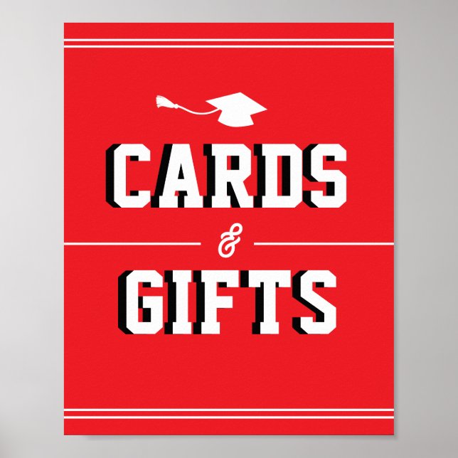 Letterman Graduation RED Cards & Favors  Poster (Front)