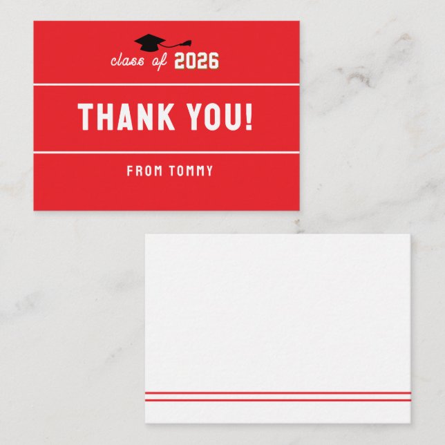 Letterman Graduation RED Note Card (Front/Back)