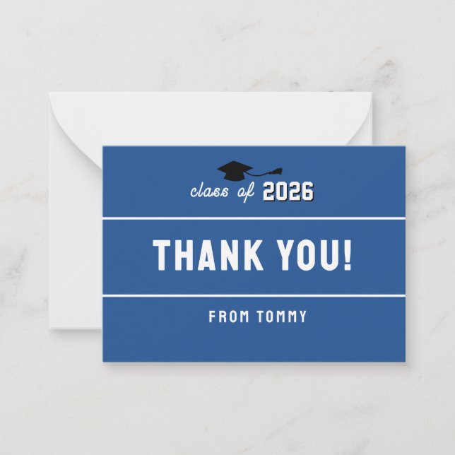 Letterman Graduation School Colors Blue Note Card (Front)