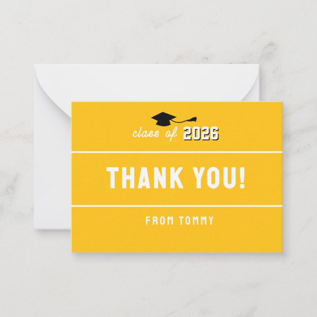 Letterman Graduation School Colors Yellow Note Card (Front)
