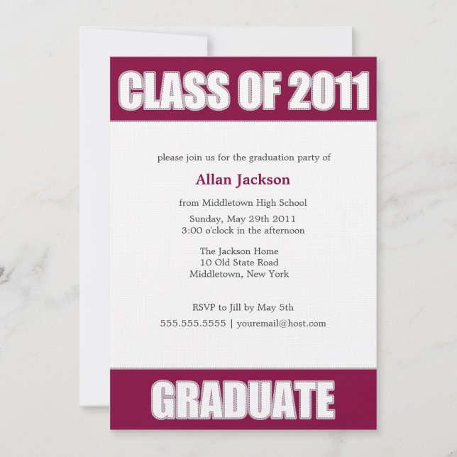 Letterman Style Graduation Invitation (Front)
