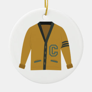 Letterman Sweater Ceramic Ornament