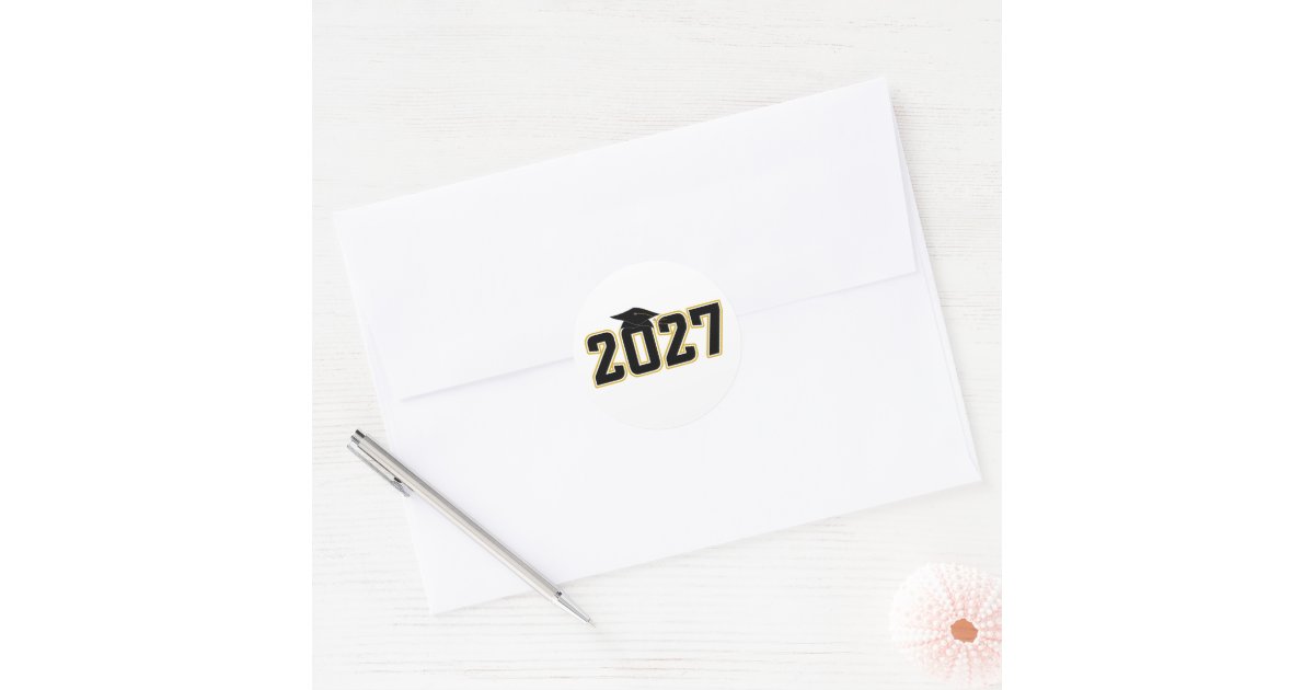Lettermen Class of 2027 Graduation Classic Round Sticker | Zazzle