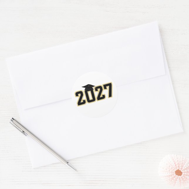 Lettermen Class of 2027 Graduation Classic Round Sticker (Envelope)