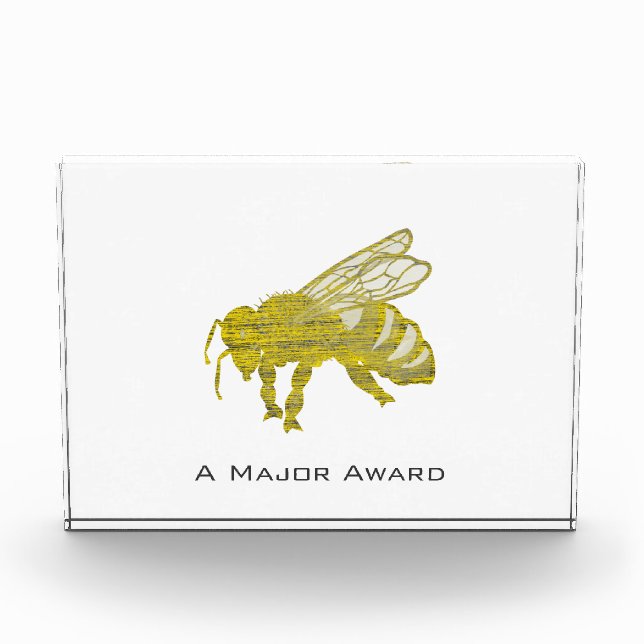 Letterpress Bee Acrylic Award (Front)
