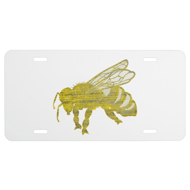 Letterpress Bee License Plate (Front)