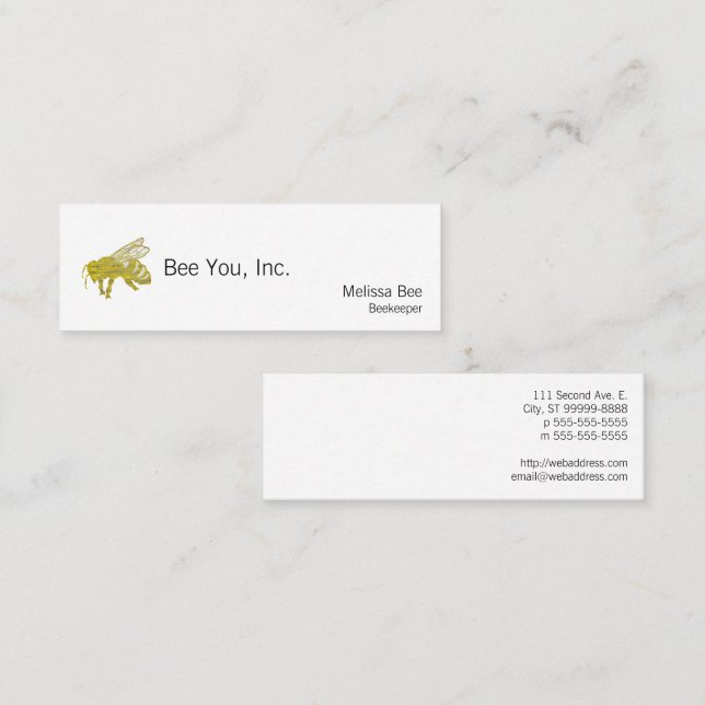 Letterpress Bee Mini Business Card (Front/Back)