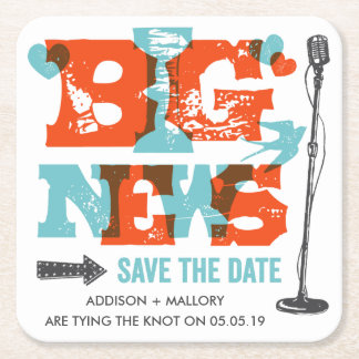 Letterpress Big News Save the Date Coasters