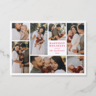 Letterpress Boho Minimal Christmas 7 Photo Collage Letterpress Photo Cards