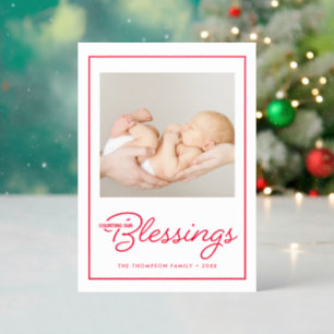 Letterpress Counting Our Blessings Newborn Photo Cards