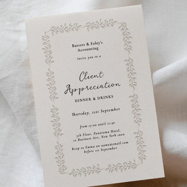 Client Experience Invotation Letterpress Effect Client Appreciation Business Invitation | Zazzle