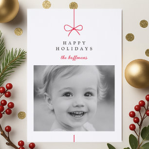Letterpress Holiday Photo Card   Coquette Bow