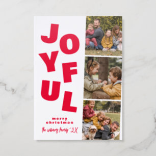 Letterpress Joyful Boho 3 Photo Booth Christmas Cards