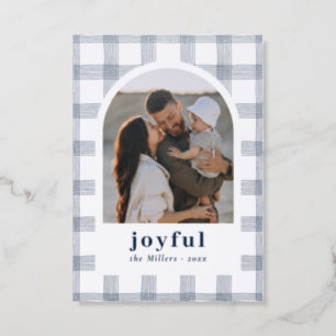 Letterpress Joyful Plaid Arch Photo Christmas Letterpress Photo Cards