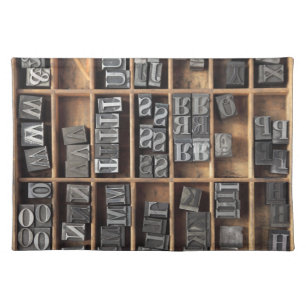 letterpress lead type in a case place mat