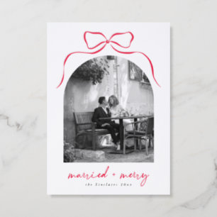 Letterpress Married & Merry Bow Arch Christmas Letterpress Photo Cards