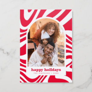 Letterpress Modern Arch Groovy Christmas Photo Letterpress Photo Cards