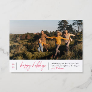 Letterpress Modern Happy Holidays Christmas Photo Cards
