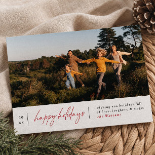 Letterpress Modern Happy Holidays Christmas Photo Cards