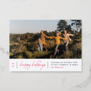 Letterpress Modern Happy Holidays Christmas Photo Letterpress Photo Cards