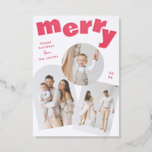 Letterpress Modern Merry Arch Christmas Collage Letterpress Photo Cards