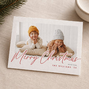 Letterpress Modern Merry Christmas Script Holiday Photo Cards