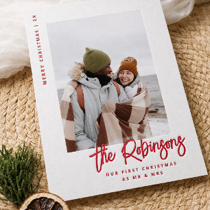 Letterpress Our First Christmas Newlywed Photo Cards