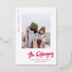 Letterpress Our First Christmas Newlywed Photo Letterpress Photo Cards