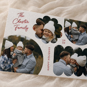 Letterpress Playful Shapes Christmas Photo Collage Cards