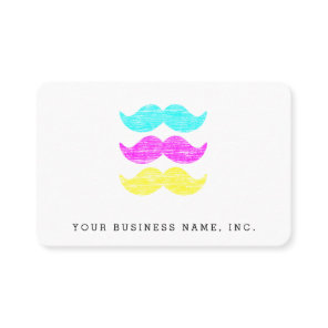 Letterpress Style CMY Mustaches Euro Business Card